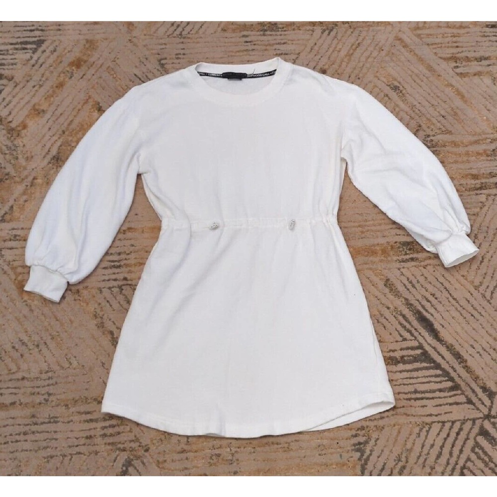 Alice + Olivia Heeda Dropped Shoulder French Terry White Toggle Dress Small
